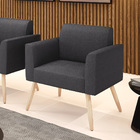 Poltrona Sala Estar Pé Palito Natural Marisa Bouclê Grafite