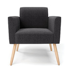 Poltrona Sala Estar Pé Palito Natural Marisa Bouclê Grafite