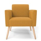 Poltrona Sala Estar Pé Palito Natural Marisa Bouclê Mostarda