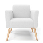 Poltrona Sala Estar Pé Palito Natural Marisa Bouclê Off White