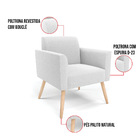 Poltrona Sala Estar Pé Palito Natural Marisa Bouclê Off White
