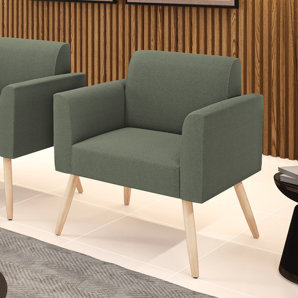 Poltrona Sala Estar Pé Palito Natural Marisa Bouclê - Pistache