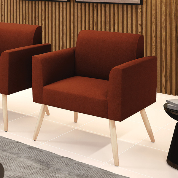 Poltrona Sala Estar Pé Palito Natural Marisa Bouclê Terra