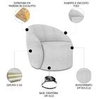 Poltrona Sala Giratória Redonda 91cm Steve Boucle Cinza I01