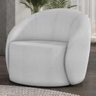Poltrona Sala Giratória Redonda 91cm Steve Boucle Cinza I01