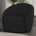 Poltrona Sala Giratória Redonda 91cm Steve Linho Preto  I01