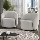 Poltrona Sala Giratória Redonda Kit 2 Steve Veludo Cinza I01