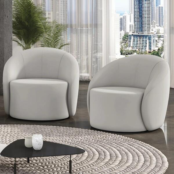 Poltrona Sala Giratória Redonda Kit 2 Steve Veludo Cinza I01