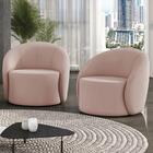 Poltrona Sala Giratória Redonda Kit 2 Steve Veludo Rose I01