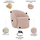 Poltrona Sala Giratória Redonda Kit 2 Steve Veludo Rose I01