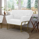 Poltrona Sala Industrial Dourado Kit 2 Anitta Sintético Pu D0