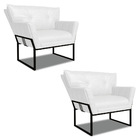 Poltrona Sala Industrial Preto Kit 2 Anitta Sintético Pu D03