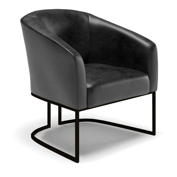 Poltrona Sala Industrial Preto Stella Sintético Pu Preto D03