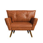 Poltrona Sala Pé De Madeira Anitta Sintético Pu Nozes D03 - D