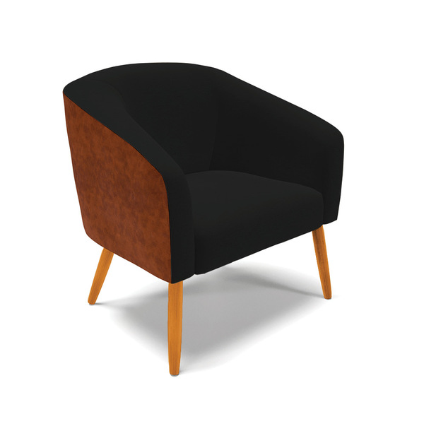 Poltrona Sala Pé Palito Castanho Stella Sintético Pu Nozes/li