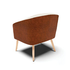 Poltrona Sala Pé Palito Natural Stella Sintético Pu Nozes/lin