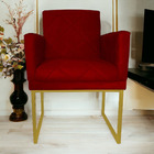 Poltrona Sala Recepção Klara Base Dourada Suede - Estopar - S