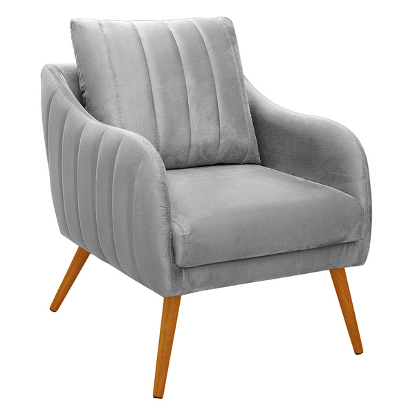 Poltrona Salem Veludo Pés Palito Castanho K01 - D'rossi - Cin