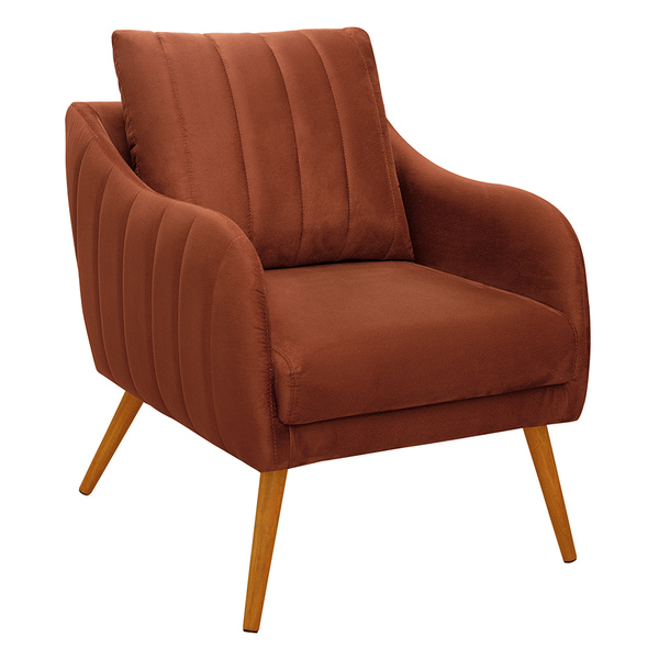 Poltrona Salem Veludo Pés Palito Castanho K01 - D'rossi - Ter