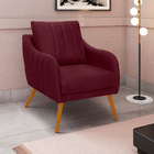 Poltrona Salem Veludo Pés Palito Castanho K01 - D'rossi - Vin