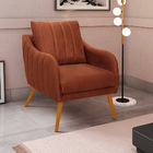 Poltrona Salem Veludo Terracota Pés Palito Castanho - D'rossi