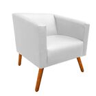 Poltrona Sara Corino Branco Pés Palito Castanho - D'rossi