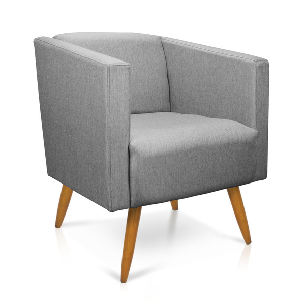 Poltrona Sara Linho Pés Palito Castanho - D'rossi - A26 Grafi