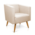 Poltrona Sara Linho Pés Palito Castanho - D'rossi - A27 Areia