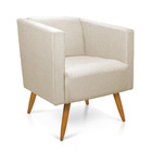 Poltrona Sara Linho Pés Palito Castanho - D'rossi - A32 Bege