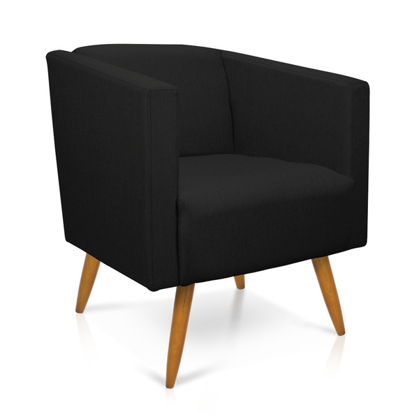 Poltrona Sara Linho Pés Palito Castanho - D'rossi - A79 Preto