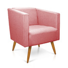 Poltrona Sara Linho Whiski Rose A106 Pés Palito Castanho - D'