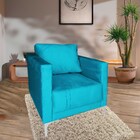 Poltrona Sara Suede Aço Industrial Turquesa
