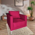 Poltrona Sara Suede Aço Industrial Vermelho