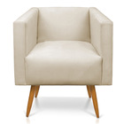 Poltrona Sara Suede Bege Pés Palito Castanho - D'rossi