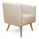 Poltrona Sara Suede Bege Pés Palito Castanho - D'rossi