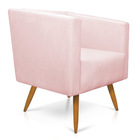 Poltrona Sara Suede Pés Palito Castanho - D'rossi - Rosa Bebê