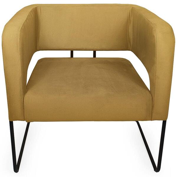 Poltrona Scarlett Base Aço Preto Veludo Amarelo