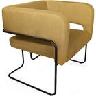 Poltrona Scarlett Base Aço Preto Veludo Amarelo