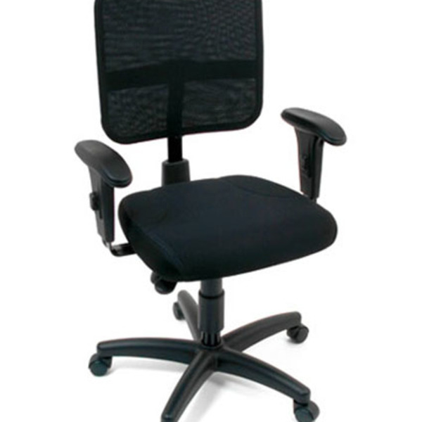 Poltrona Secretária Com Braços Linha Tela Mesh Preto