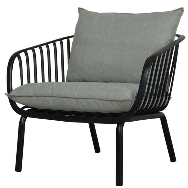 Poltrona Seiva Rivatti Em Polipropileno Preto Almofada Cinza