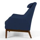 Poltrona Selena Base Madeira Veludo Azul