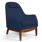 Poltrona Selena Base Madeira Veludo Azul