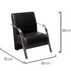 Poltrona Sevilha 1 Lugar Braço Alumínio Courino Preto