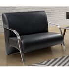 Poltrona Sevilha 2 Lugar Braço Alumínio Courino Preto