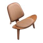 Poltrona Shell Madeira Moldada Freijó E Couro Caramelo