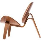 Poltrona Shell Madeira Moldada Freijó E Couro Caramelo