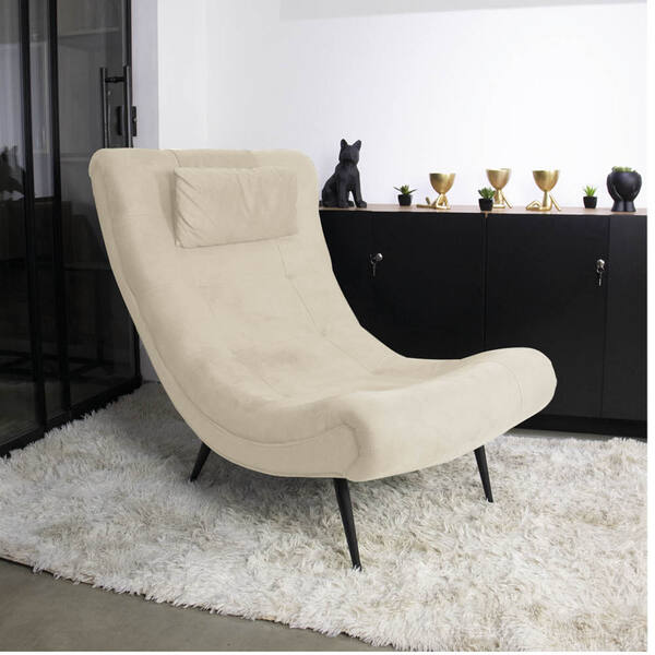 Poltrona Sher Suede Bege Pés Palito De Ferro D03 - D'rossi