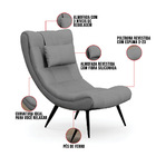 Poltrona Sher Veludo Luxo Grafite A131 Pés Palito De Ferro -