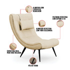 Poltrona Sher Veludo Luxo Off White A129 Pés Palito De Ferro