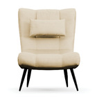 Poltrona Sher Veludo Luxo Off White A129 Pés Palito De Ferro